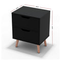 Artiss Bedside Table 2 Drawers Black 2 Pack