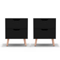 Artiss Bedside Table 2 Drawers Black 2 Pack