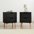 Artiss Bedside Table 2 Drawers Black 2 Pack