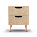 Artiss Bedside Table 2 Drawers Pine Nightstand