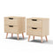 Artiss Bedside Table 2 Drawer Pine 2 Pack