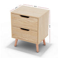 Artiss Bedside Table 2 Drawer Pine 2 Pack