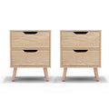 Artiss Bedside Table 2 Drawer Pine 2 Pack