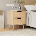 Artiss Bedside Table 2 Drawer Pine 2 Pack