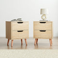 Artiss Bedside Table 2 Drawer Pine 2 Pack