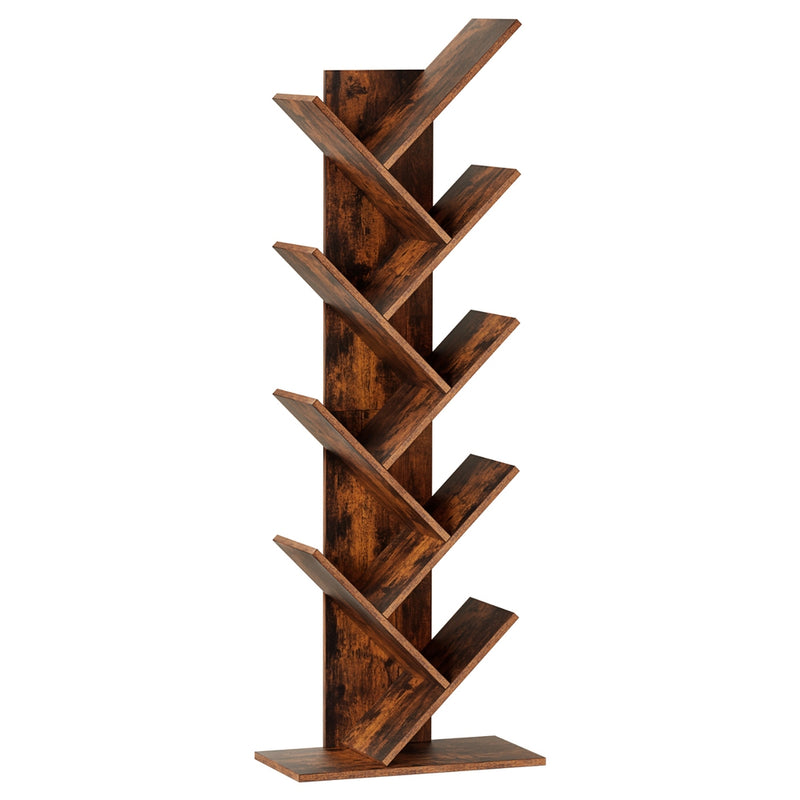 Artiss Tree Bookshelf 9 Tier Walnut Storage Organiser