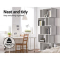 Artiss 5 Tier Bookshelf White Storage Shelves Organiser