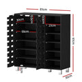 Artiss Shoe Rack Cabinet 6 Tier Black Storage Shelf Organiser
