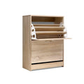 Artiss Shoe Rack Cabinet 24 Pairs 3-Tier Wood Storage