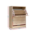 Artiss Shoe Rack Cabinet 24 Pairs 3-Tier Wood Storage