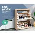 Artiss Shoe Rack Cabinet 24 Pairs 3-Tier Wood Storage