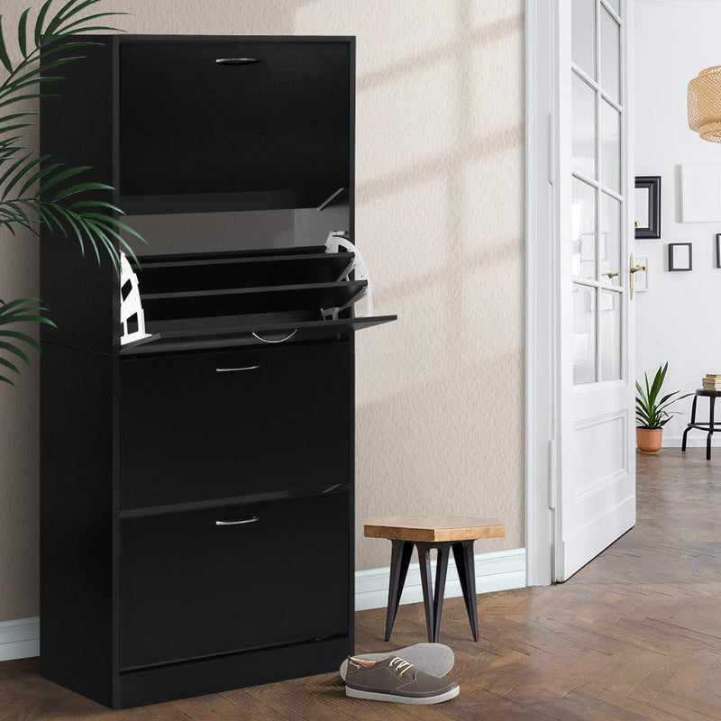 Artiss Shoe Rack Cabinet 60 Pairs 4 Doors Black