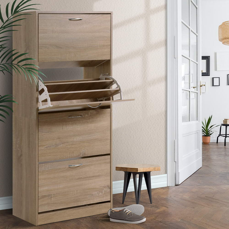 Artiss Shoe Rack Cabinet 60 Pairs 4 Doors Wood