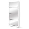 Artiss Shoe Rack Cabinet Mirror 60 Pairs White