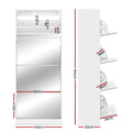 Artiss Shoe Rack Cabinet Mirror 60 Pairs White