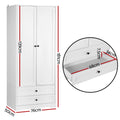 Artiss 2 Door Wardrobe Clothes Storage Organizer White