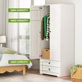 Artiss 2 Door Wardrobe Clothes Storage Organizer White