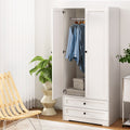 Artiss 2 Door Wardrobe Clothes Storage Organizer White