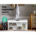 Artiss Shoe Rack Bench Cabinet White 2 Shelf Storage