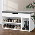 Artiss Shoe Rack Bench Cabinet White 2 Shelf Storage