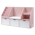 Keezi Kids Bookshelf Storage Cabinet Toy Box Bench Seat Pink