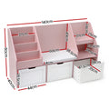 Keezi Kids Bookshelf Storage Cabinet Toy Box Bench Seat Pink