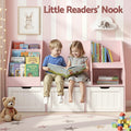 Keezi Kids Bookshelf Storage Cabinet Toy Box Bench Seat Pink