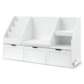Keezi Kids Bookshelf Toy Box Storage Bench Cabinet White Organiser