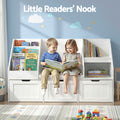 Keezi Kids Bookshelf Toy Box Storage Bench Cabinet White Organiser