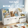 Keezi Kids Bookshelf Toy Box Storage Bench Cabinet White Organiser