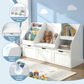 Keezi Kids Bookshelf Toy Box Storage Bench Cabinet White Organiser