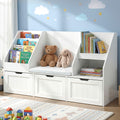 Keezi Kids Bookshelf Toy Box Storage Bench Cabinet White Organiser