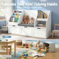 Keezi Kids Bookshelf Toy Box Storage Bench Cabinet White Organiser