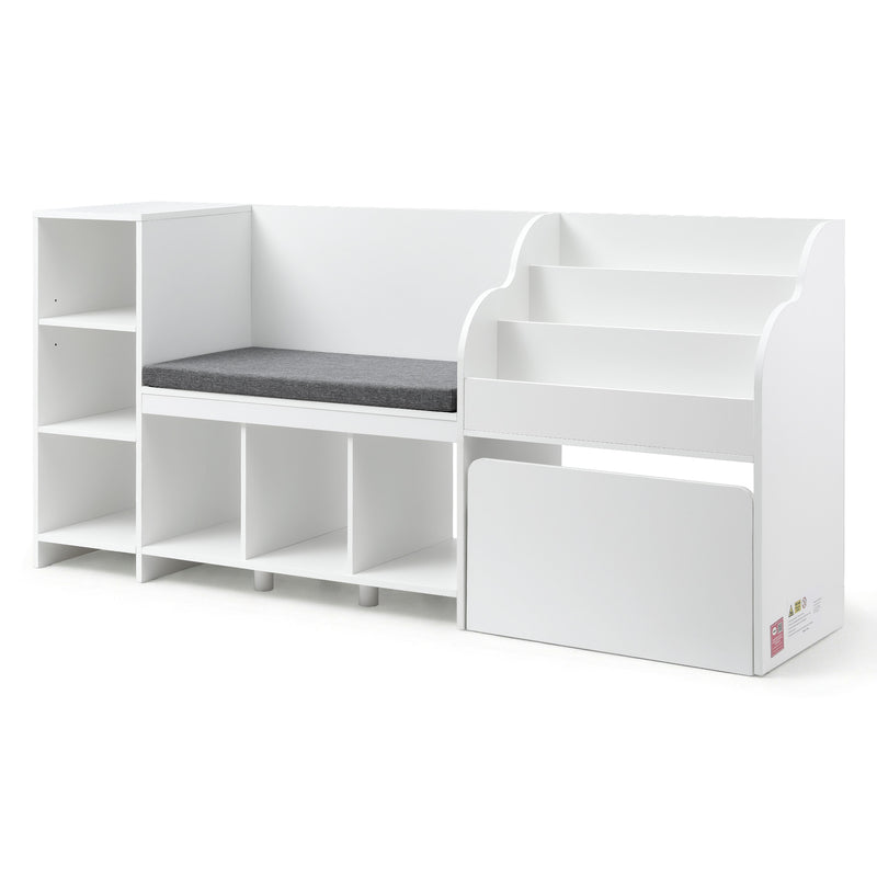 Keezi Kids Storage Unit Bookshelf Toy Box Organiser 170cm White