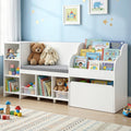 Keezi Kids Storage Unit Bookshelf Toy Box Organiser 170cm White