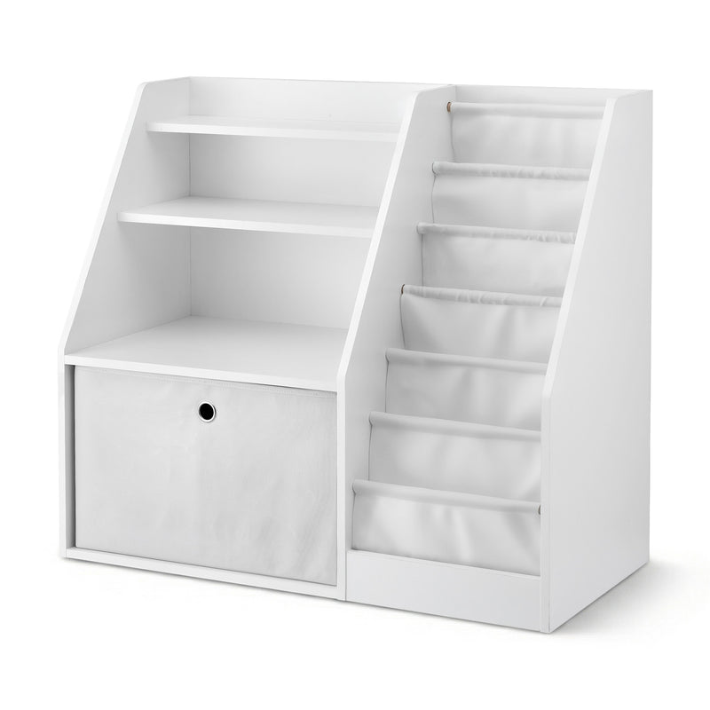 Keezi Kids Bookshelf Storage Organizer White Drawer Display Rack