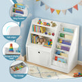 Keezi Kids Bookshelf Storage Organizer White Drawer Display Rack