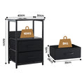 Artiss LED Bedside Table 2 Drawer Charging Station Black Foldable