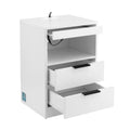 Artiss LED Bedside Table 2 Drawer Nightstand Charging White