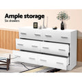 Artiss 6 Drawer Chest White Bedroom Storage Furniture