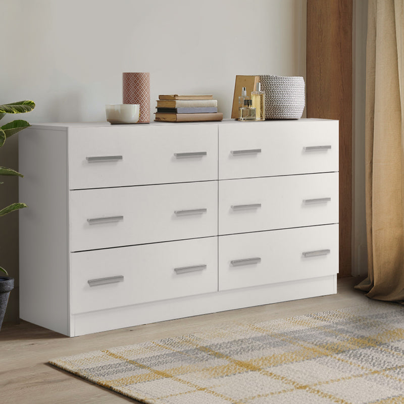 Artiss 6 Drawer Chest White Bedroom Storage Furniture