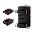 Artiss 6 Drawer Chest Dresser Tallboy Black