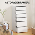 Artiss 6 Drawer Chest Tallboy Dresser White