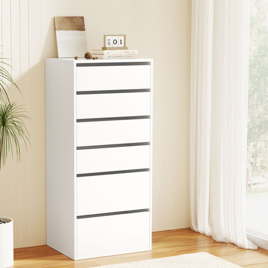 Artiss 6 Drawer Chest of Drawers Dresser Tallboy White Storage Bedroom