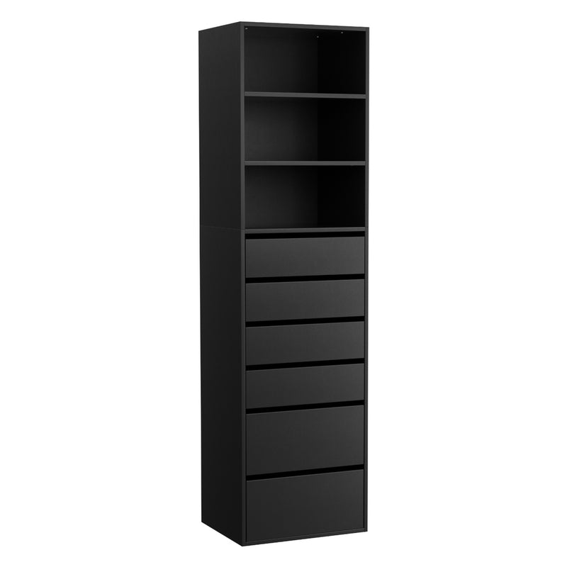 Artiss 6 Drawer Tallboy Chest Black Storage Cabinet