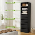 Artiss 6 Drawer Tallboy Chest Black Storage Cabinet