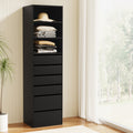 Artiss 6 Drawer Tallboy Chest Black Storage Cabinet
