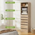 Artiss 6 Drawer Tallboy Chest Pine Wood Cabinet Storage