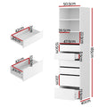 Artiss 6 Drawer Tallboy Chest White Cabinet Storage