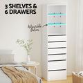 Artiss 6 Drawer Tallboy Chest White Cabinet Storage